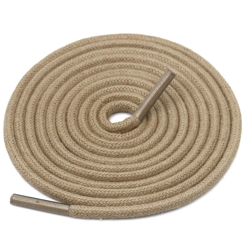 DELELE 2 Pair 47.24"" Round Waxed Shoelaces 1/8"" Thick Shoe String Boot Laces for Dress Shoes (Khaki)
